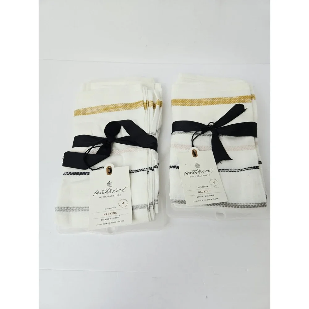 Magnolia Hearth and Hand Napkins 4 piece x2‎ NEW cotton 20x20